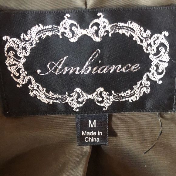 Ambiance Olive Green Jacket Size Med. /Army Style Olive Drab Green Cotton Outer - Picture 15 of 16